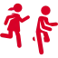 Girl and boy running as part of physical therapy